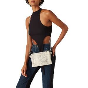 All Saints Fletcher White 100% Leather Snakeskin Crossbody Chain Handbag OS